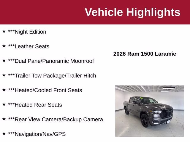 2026 Granite Crystal Metallic Clearcoat Ram 1500 Laramie 4X4 Truck