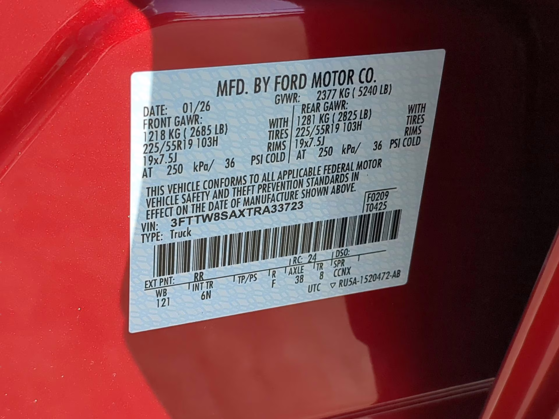 2026 Ruby Red Metallic Tinted Clearcoat Ford Maverick LARIAT Crew Cab Pickup AWD Truck