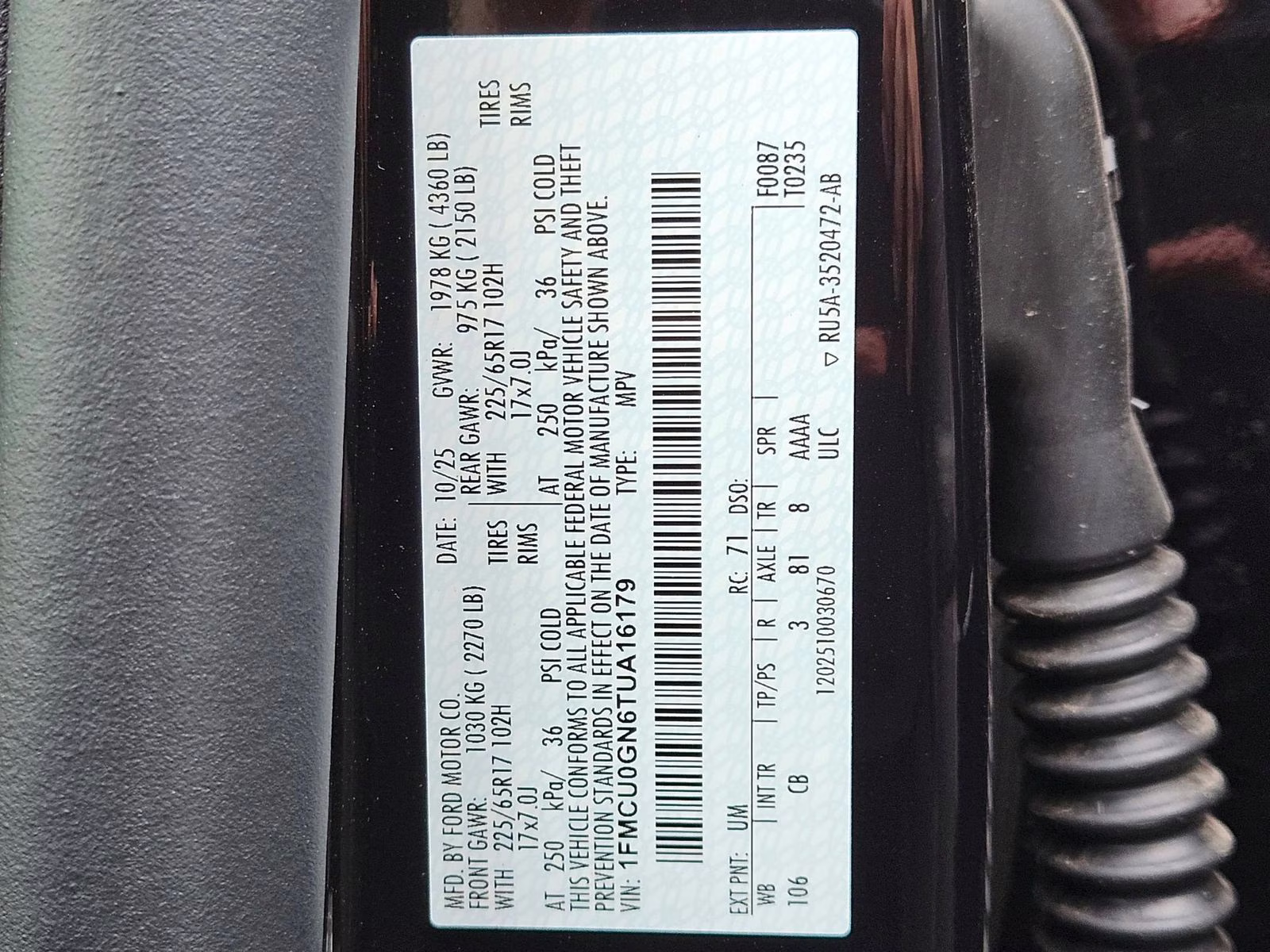 2026 Black Metallic Ford Escape Active FWD SUV