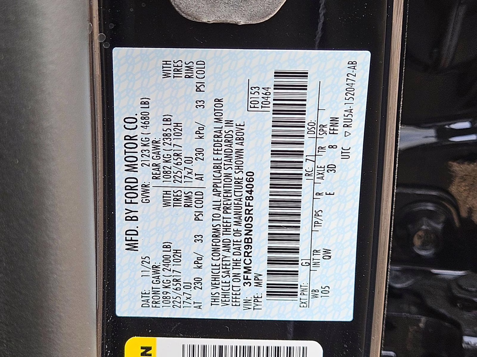 2025 Shadow Black Ford Bronco Sport Big Bend 4X4 SUV