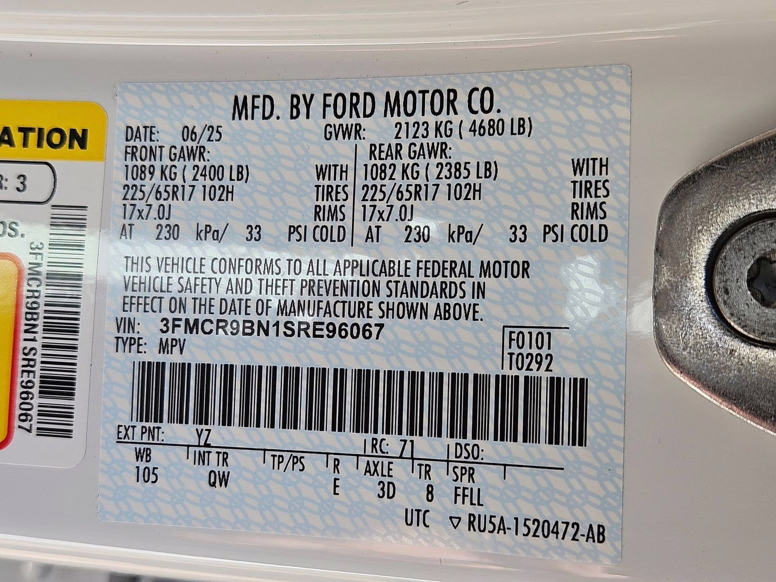 2025 Oxford White Ford Bronco Sport Big Bend 4X4 SUV