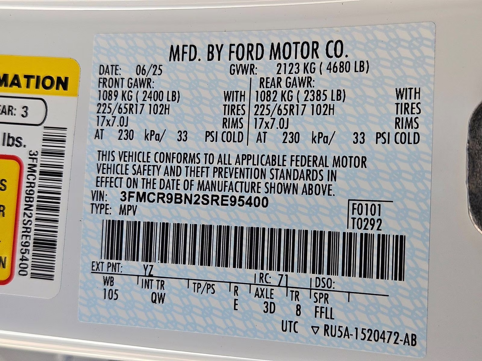 2025 Oxford White Ford Bronco Sport Big Bend 4X4 SUV