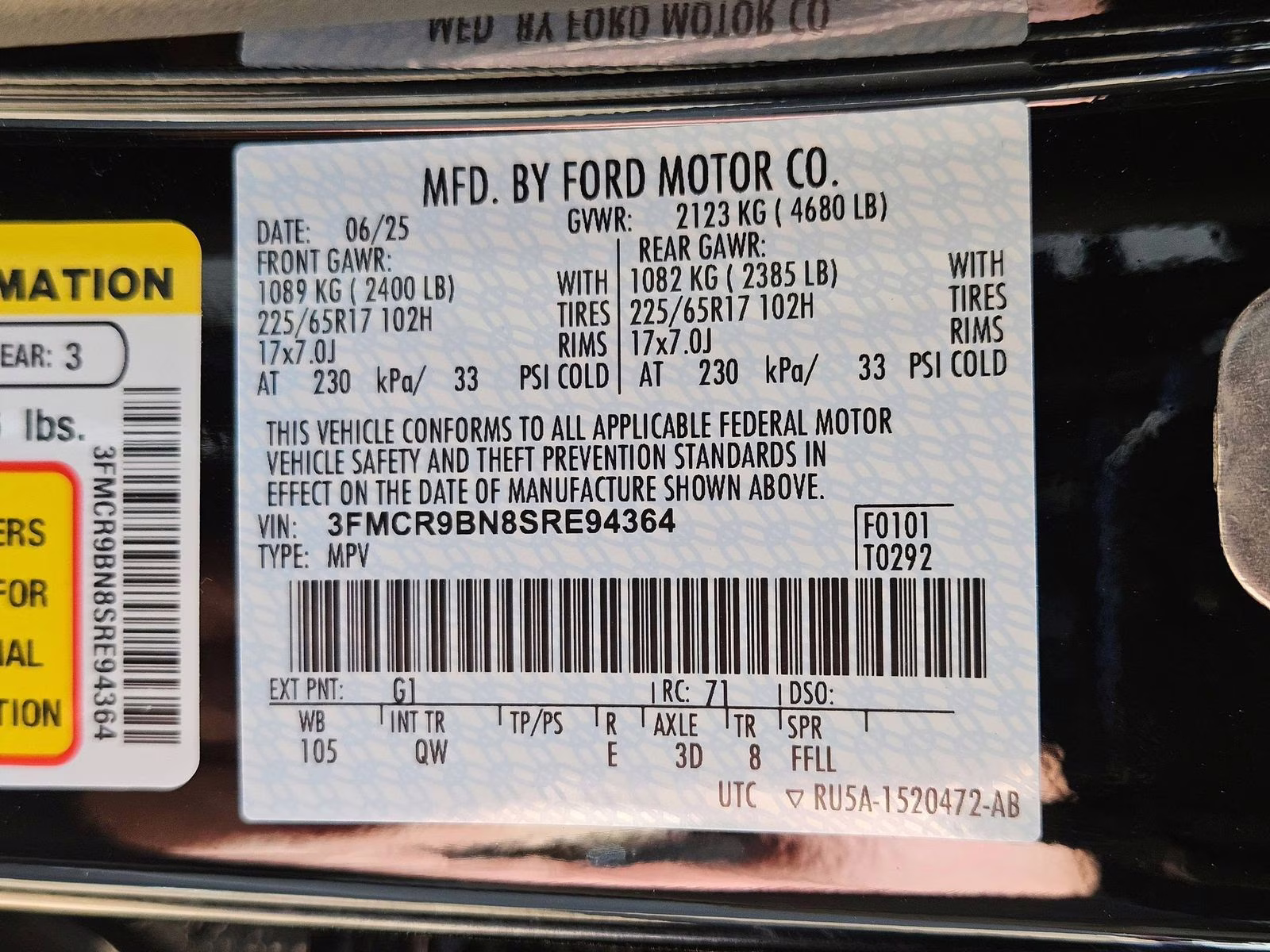 2025 Shadow Black Ford Bronco Sport Big Bend 4X4 SUV