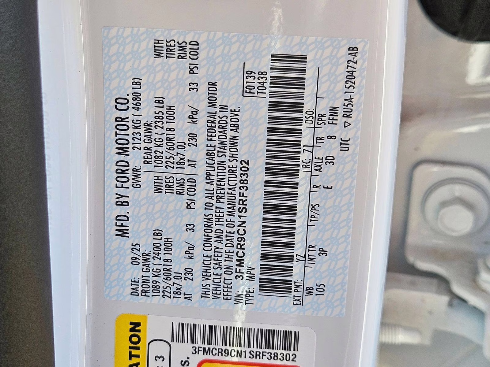 2025 Oxford White Ford Bronco Sport Outer Banks 4X4 SUV