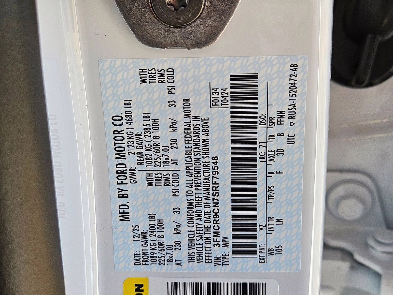 2025 Oxford White Ford Bronco Sport Outer Banks 4X4 SUV