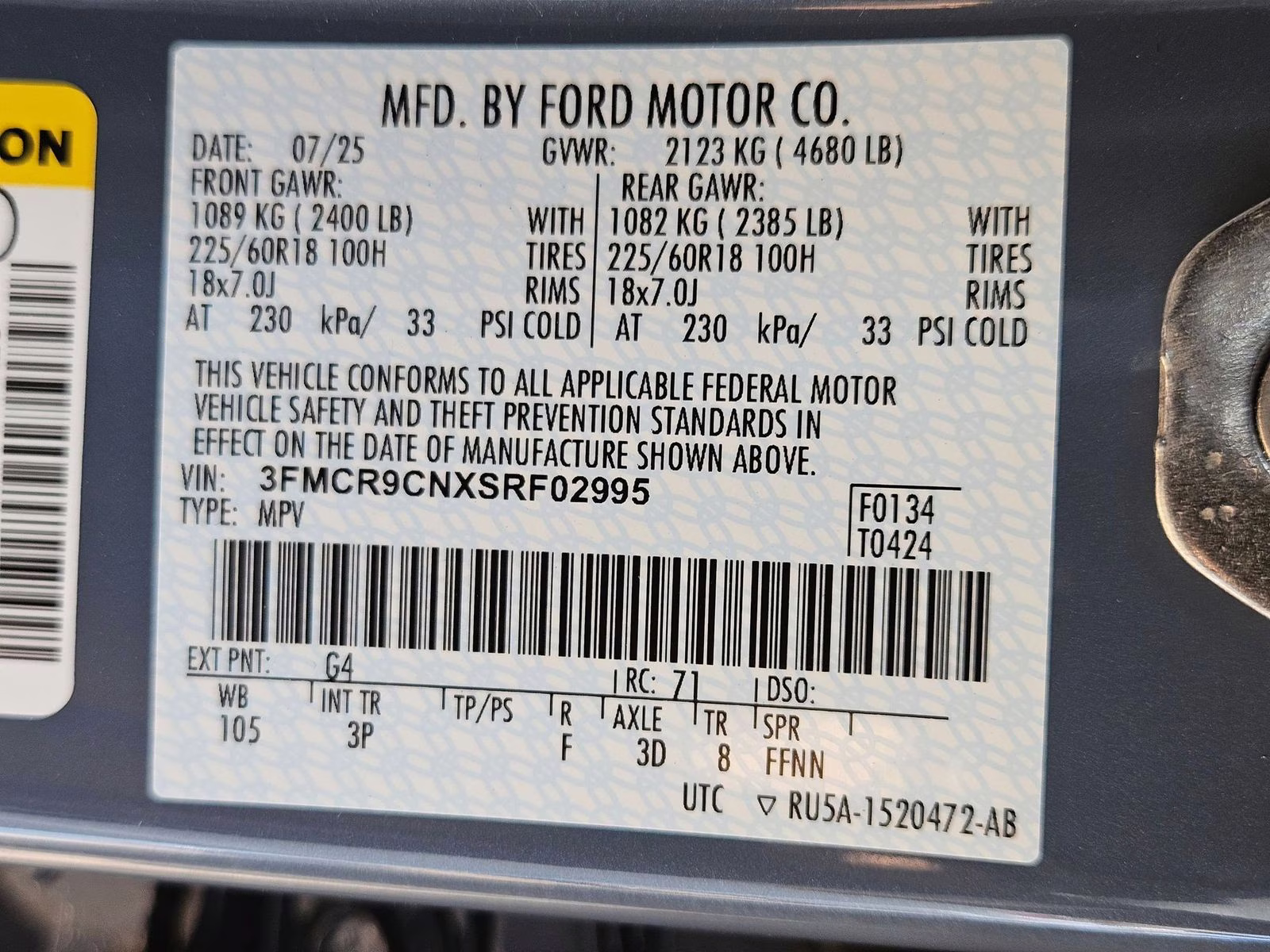 2025 Azure Gray Metallic Ford Bronco Sport Outer Banks 4X4 SUV