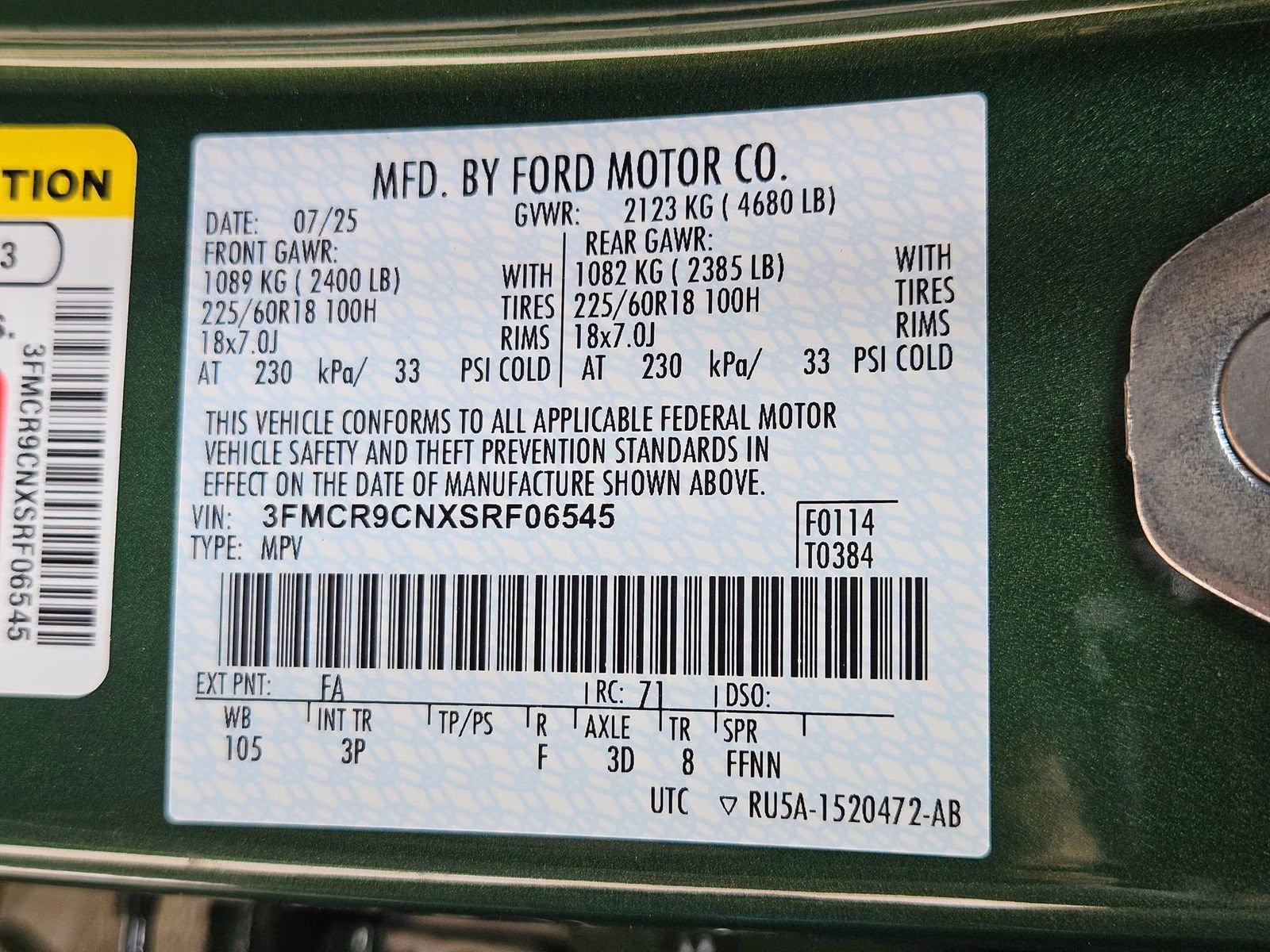 2025 Green Metallic Ford Bronco Sport Outer Banks 4X4 SUV