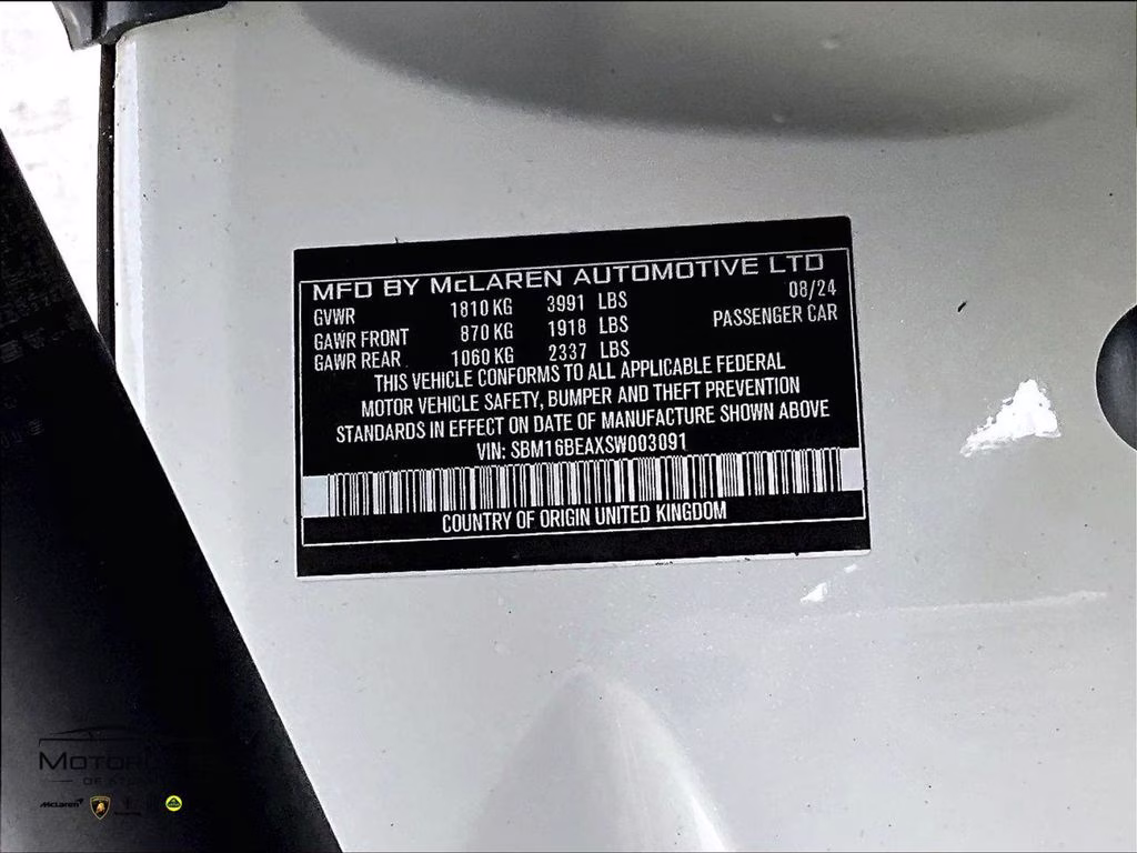 2025 White McLaren Artura Performance MSO Carbon Spec RWD Convertible