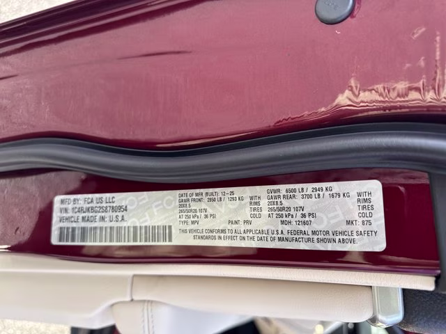 2025 Velvet Red Pearlcoat Jeep Grand Cherokee L Limited 4X4 SUV