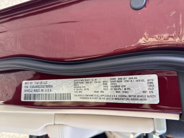 2025 Velvet Red Pearlcoat Jeep Grand Cherokee L Limited 4X4 SUV