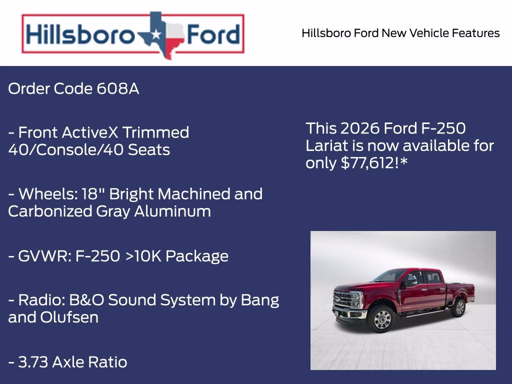 2026 Ruby Red Metallic Tinted Clearcoat Ford Super Duty F-250 SRW Lariat 4X4 Truck