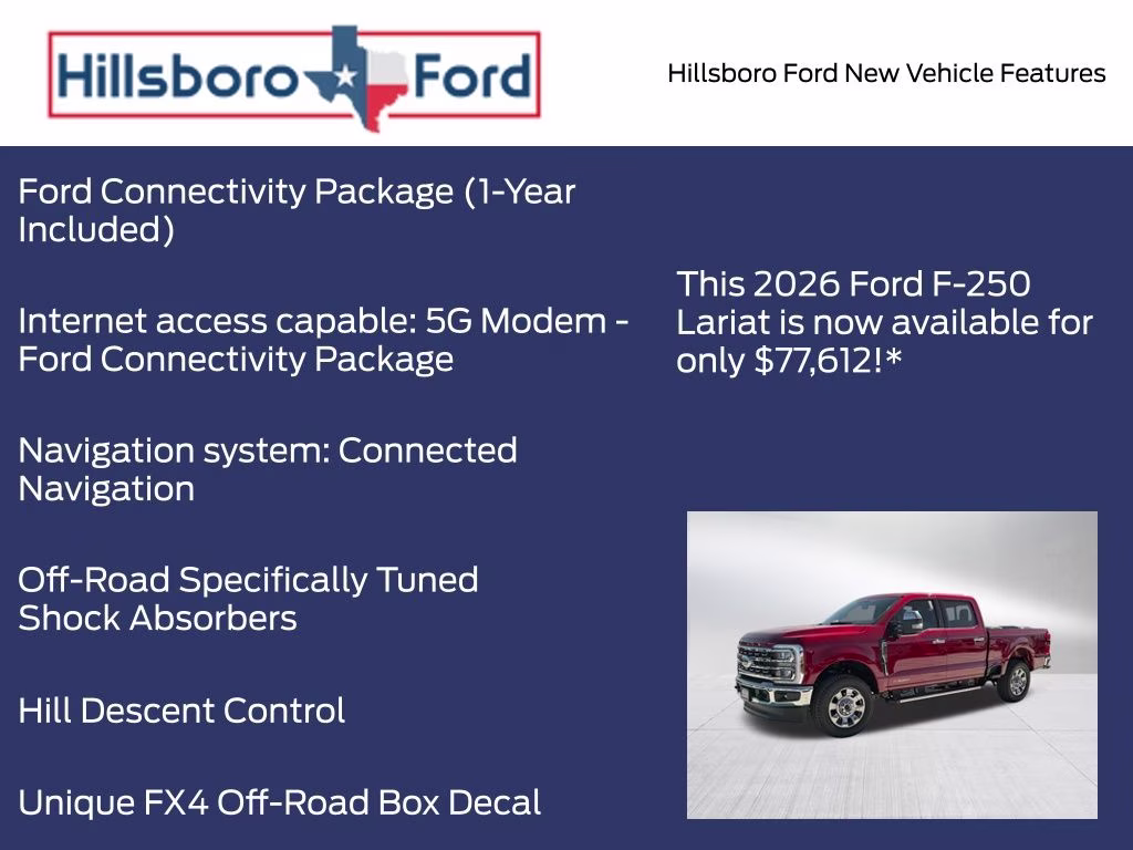 2026 Ruby Red Metallic Tinted Clearcoat Ford Super Duty F-250 SRW Lariat 4X4 Truck