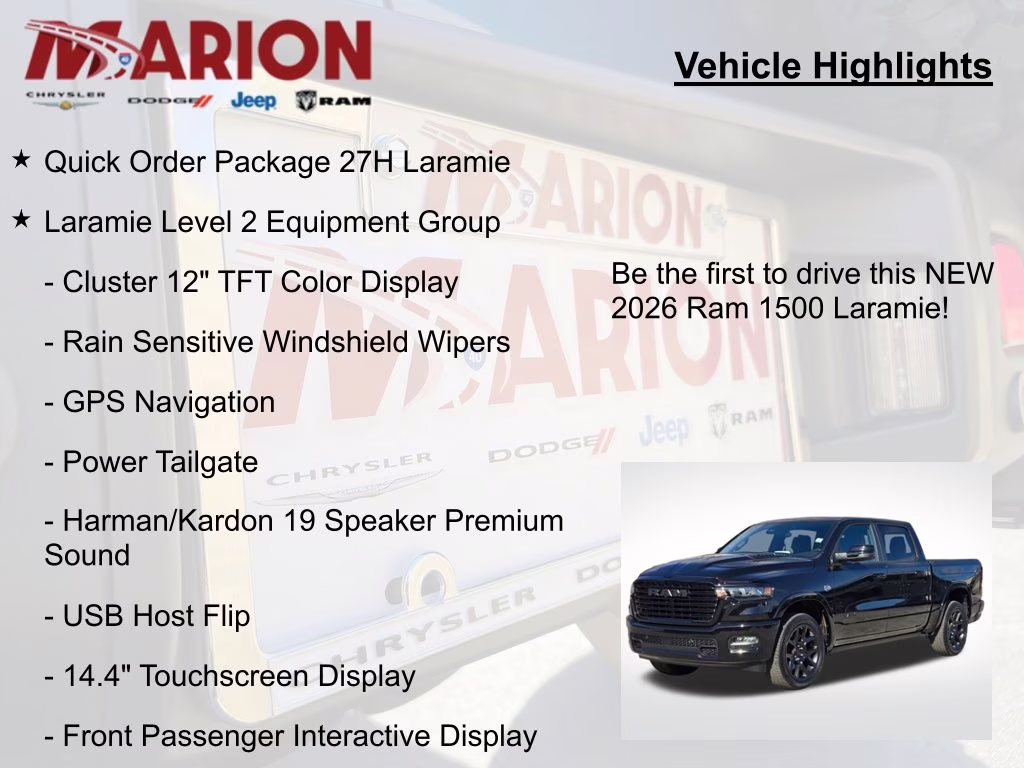 2026 Diamond Black Crystal Pearlcoat Ram 1500 Laramie 4X4 Truck