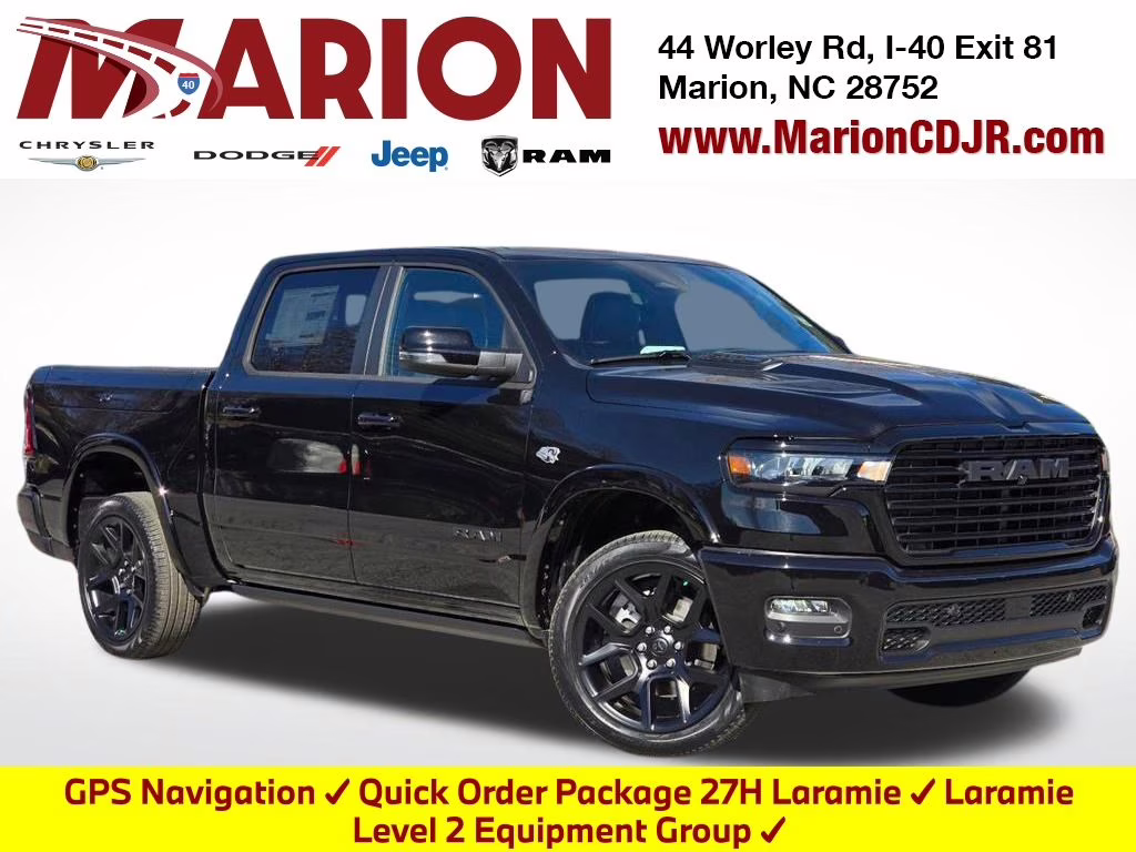 2026 Diamond Black Crystal Pearlcoat Ram 1500 Laramie 4X4 Truck