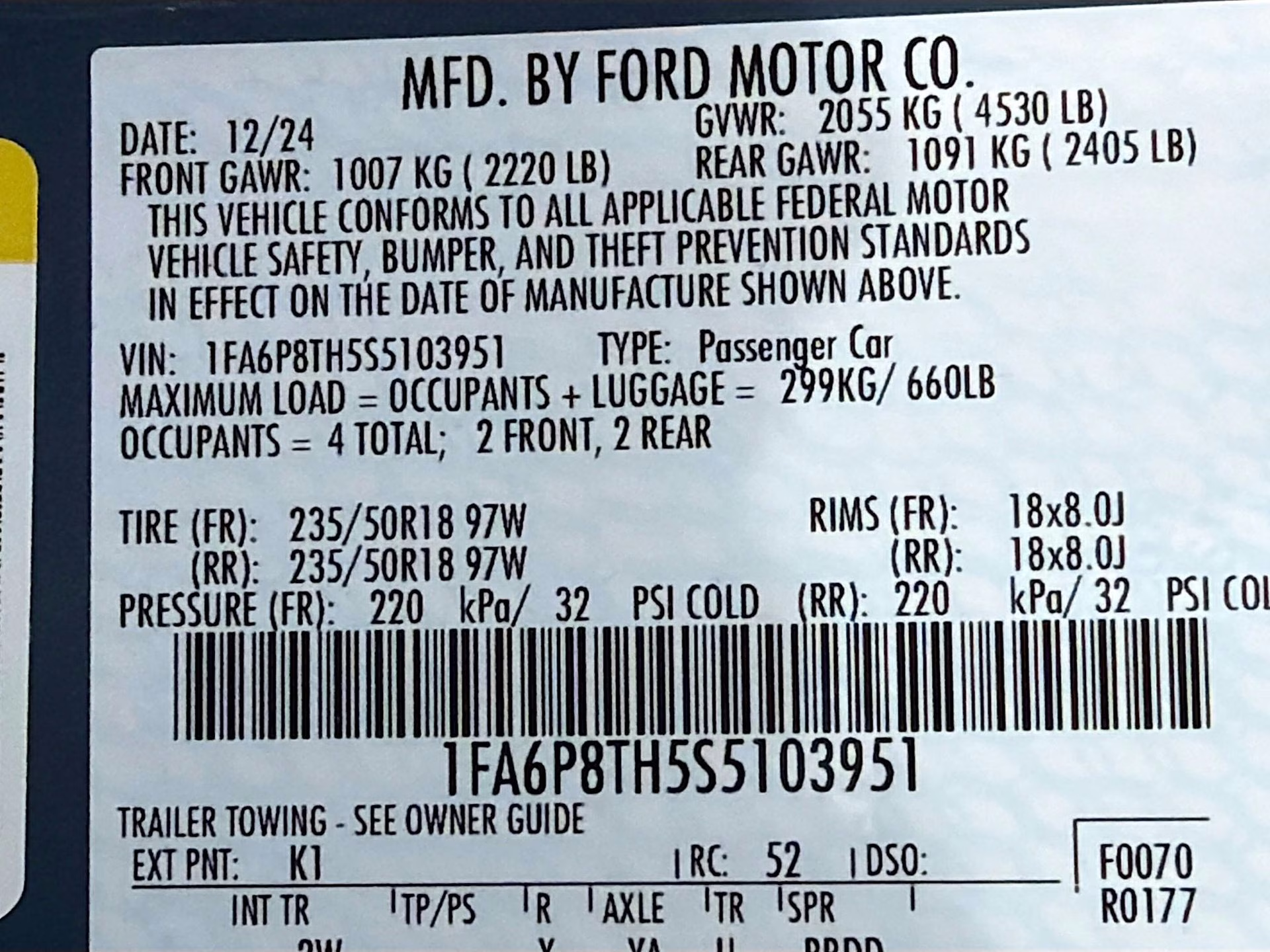 2025 Vapor Blue Metallic Ford Mustang EcoBoost RWD Coupe