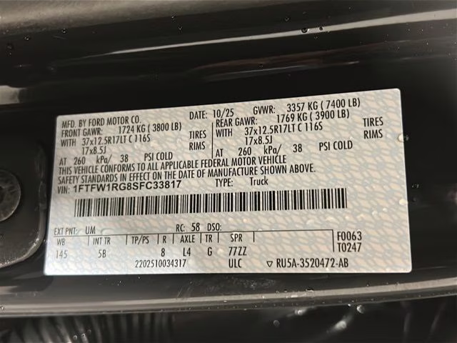 2025 Agate Black Metallic Ford F-150 Raptor 37 Package 4X4 Truck