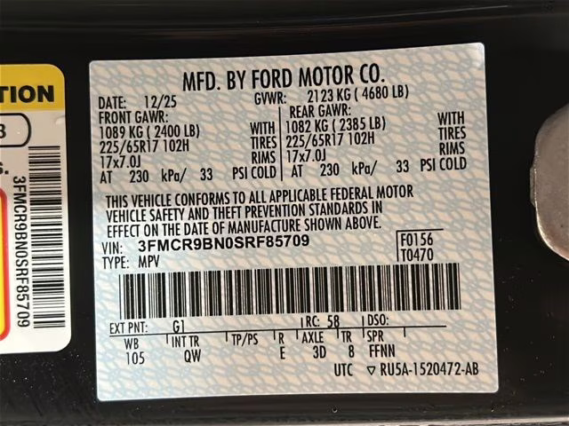 2025 Shadow Black Ford Bronco Sport Big Bend 4X4 SUV