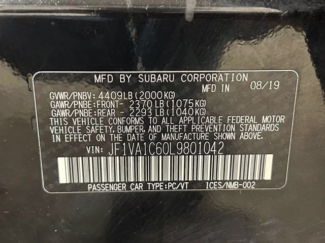 2020 Crystal Black Silica Subaru WRX Premium AWD Sedan