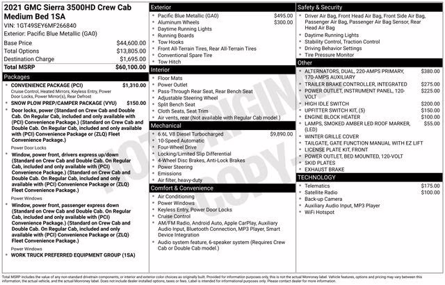 2021 Pacific Blue Metallic GMC Sierra 3500HD Base 4X4 Truck