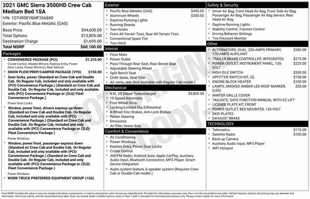 2021 Pacific Blue Metallic GMC Sierra 3500HD Base 4X4 Truck