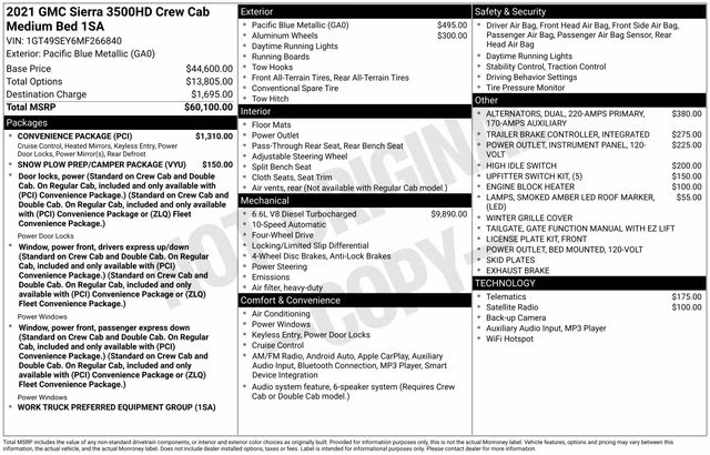 2021 Pacific Blue Metallic GMC Sierra 3500HD Base 4X4 Truck