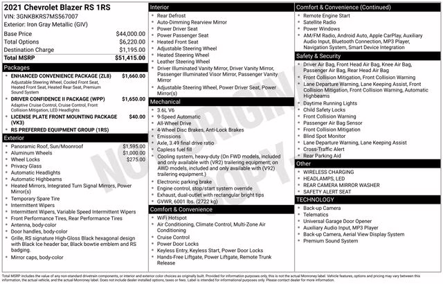 2021 Iron Gray Metallic Chevrolet Blazer RS AWD SUV