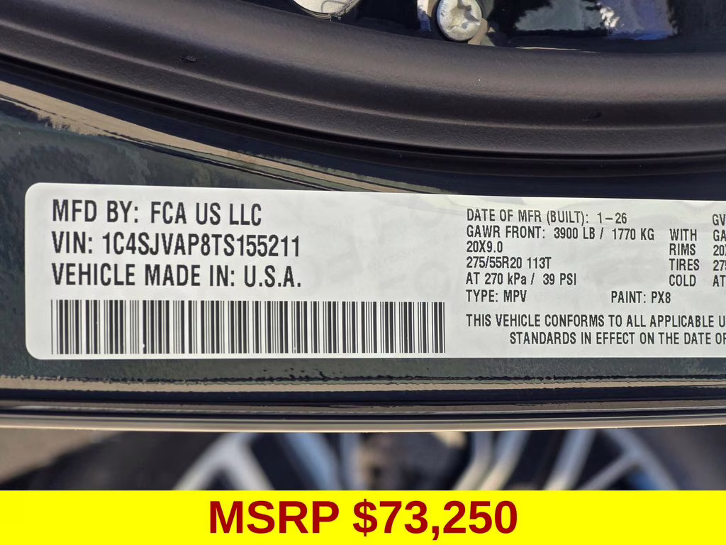 2026 High Gloss Black Jeep Grand Wagoneer Base 4X4 SUV