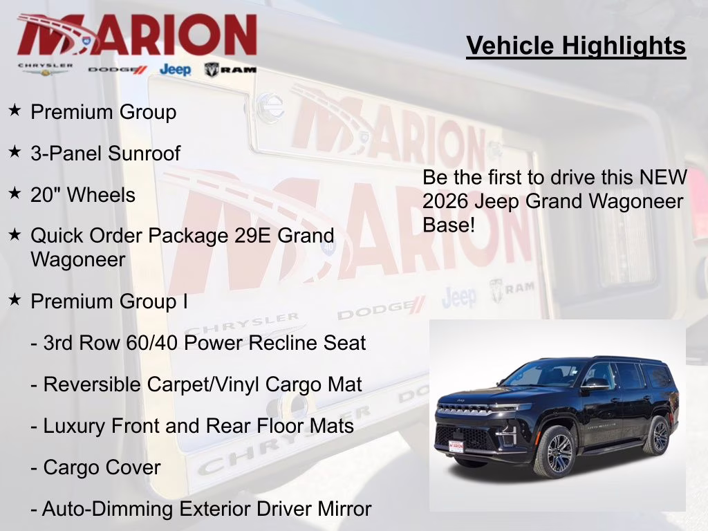 2026 High Gloss Black Jeep Grand Wagoneer Base 4X4 SUV