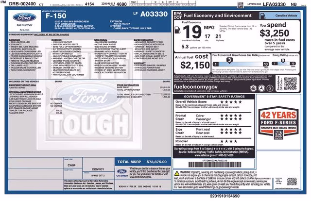 2020 Black Metallic Ford F-150 Limited 4X4 Truck