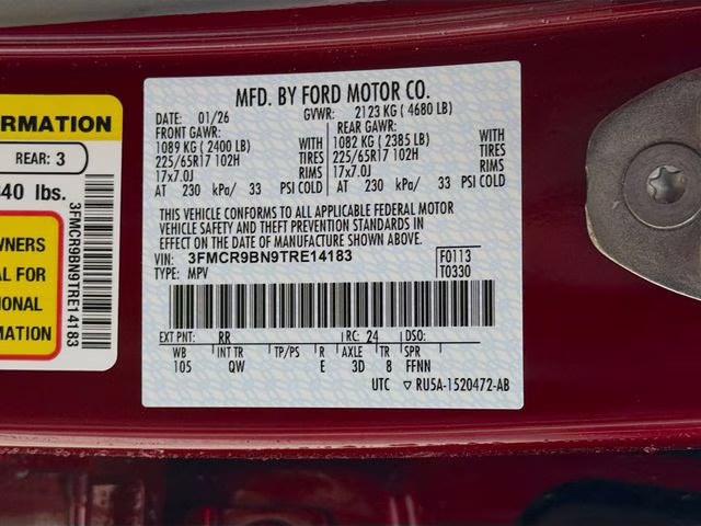2026 Ruby Red Metallic Tinted Clearcoat Ford Bronco Sport Big Bend 4X4 SUV