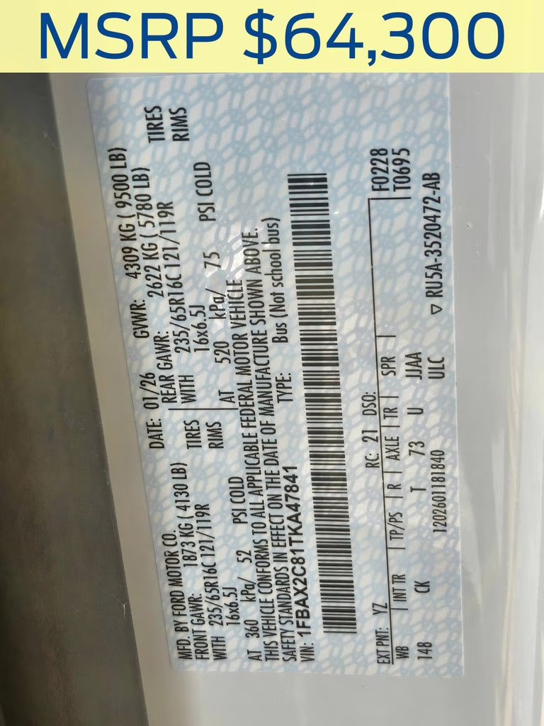 2026 Oxford White Ford Transit-350 XL RWD Crossover