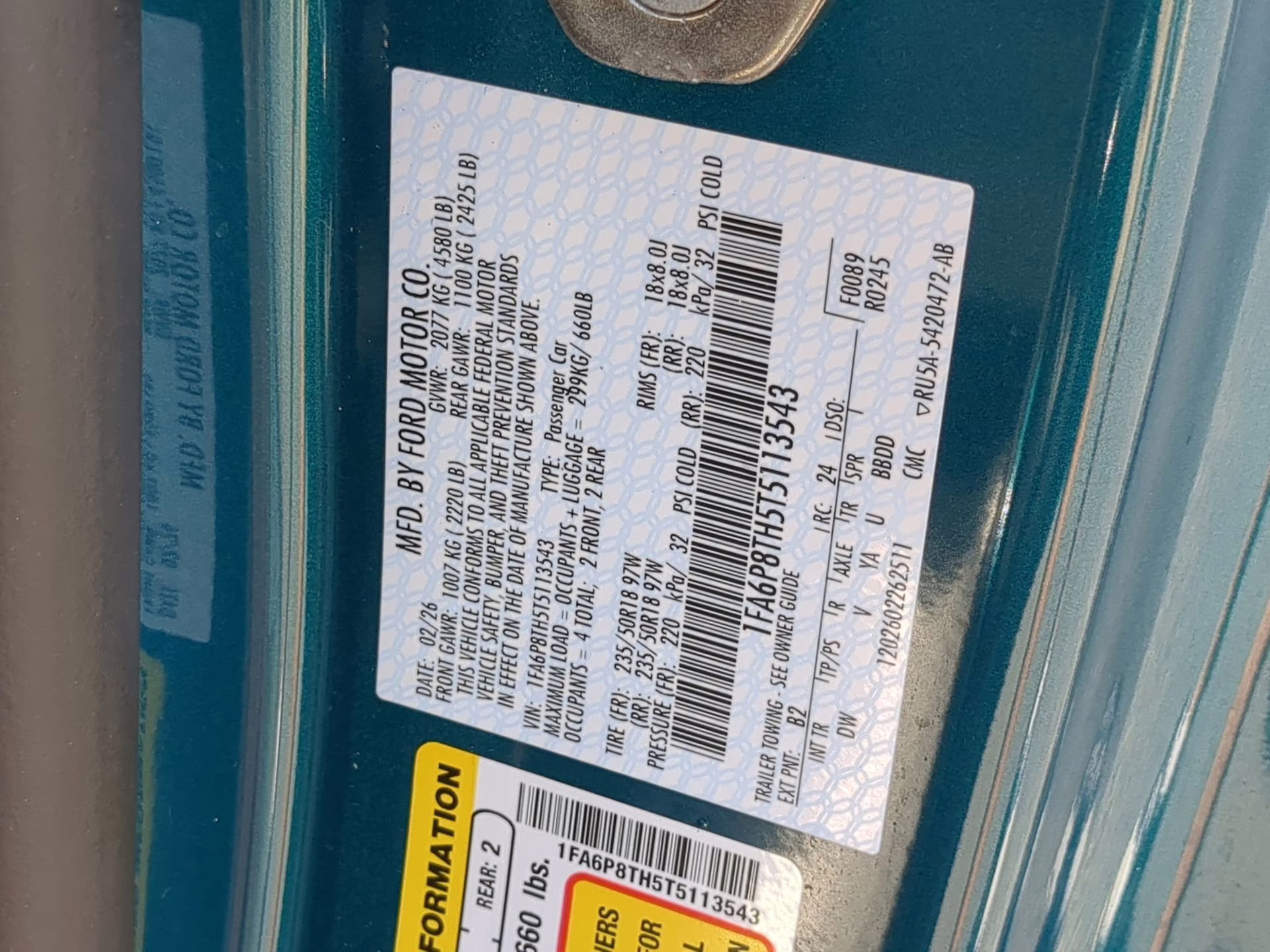 2026 Adriatic Blue Metallic Ford Mustang EcoBoost RWD Coupe