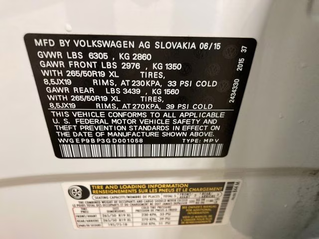 2016 Pure White Volkswagen Touareg V6 TDI AWD SUV