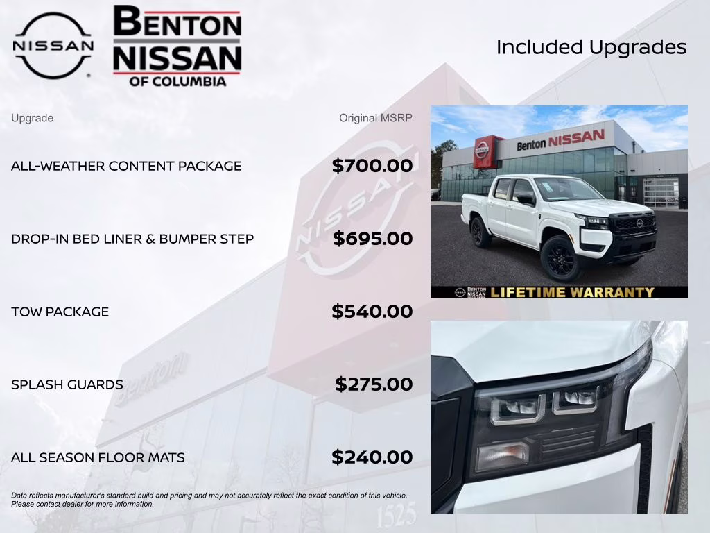 2026 Glacier White Nissan Frontier SV 4X4 Truck