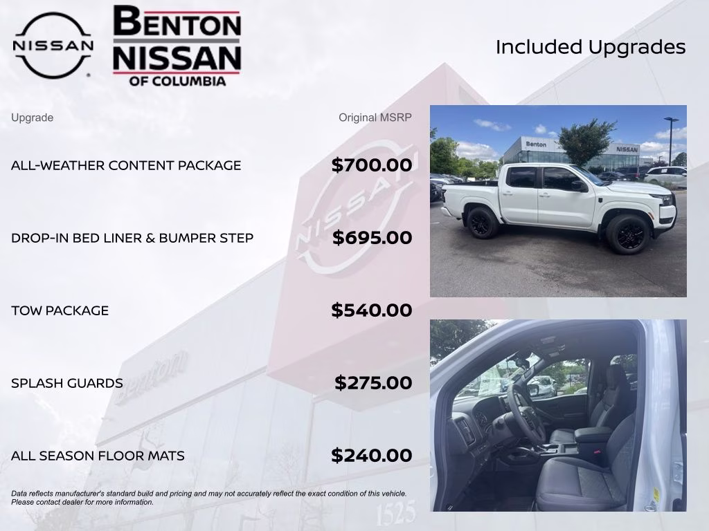 2026 Glacier White Nissan Frontier SV 4X4 Truck