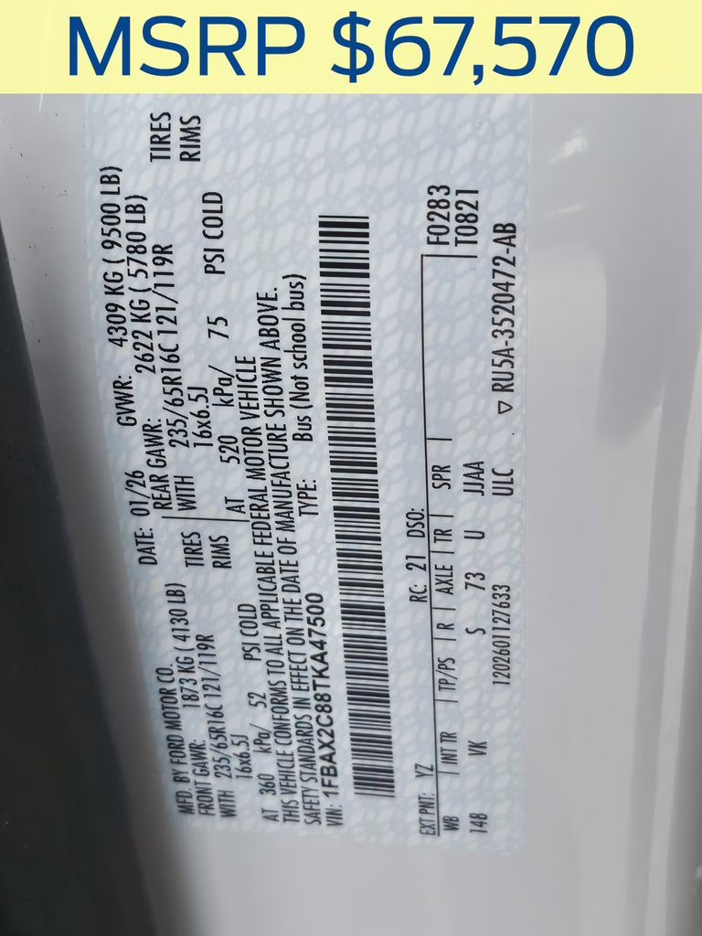 2026 Oxford White Ford Transit-350 XLT RWD Crossover