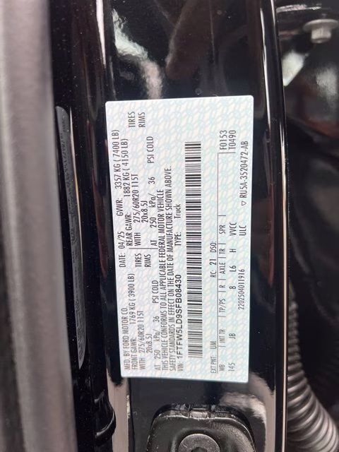 2025 Black Metallic Ford F-150 Lariat 4X4 Truck