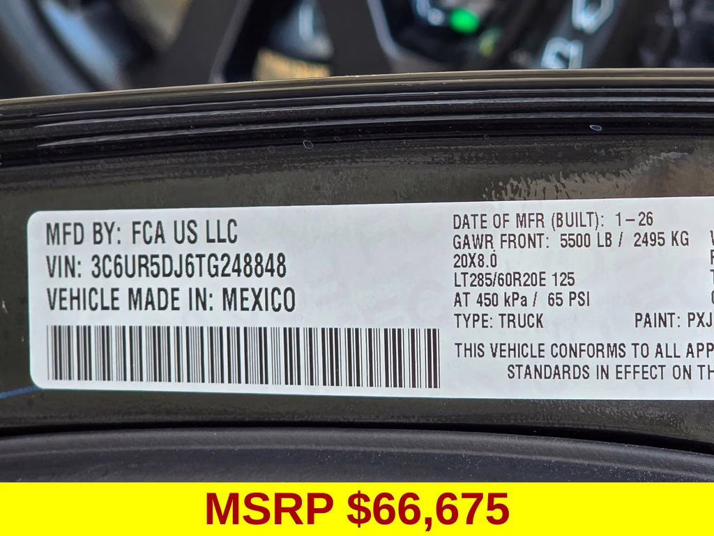 2026 Diamond Black Crystal Pearlcoat Ram 2500 Big Horn 4X4 Truck