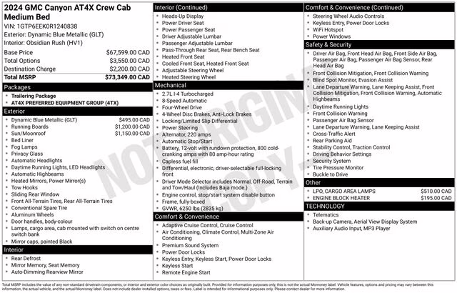2024 Dynamic Blue Metallic GMC Canyon AT4X 4X4 Truck