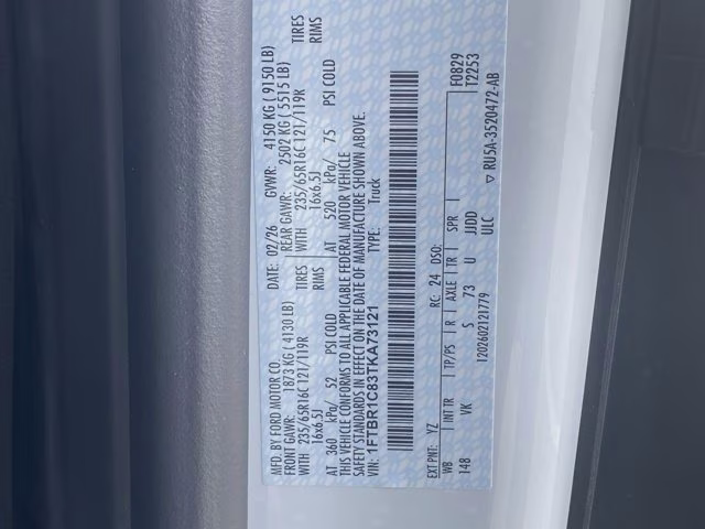 2026 Oxford White Ford Transit Cargo Van Base RWD Van