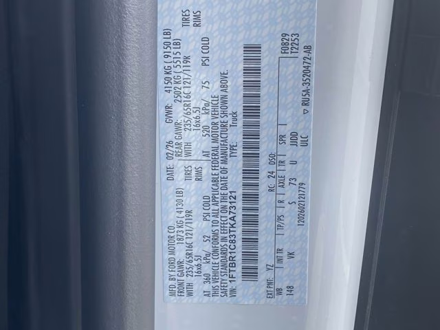 2026 Oxford White Ford Transit Cargo Van RWD Van