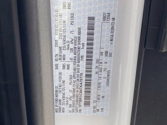 2026 Oxford White Ford Transit Cargo Van RWD Van