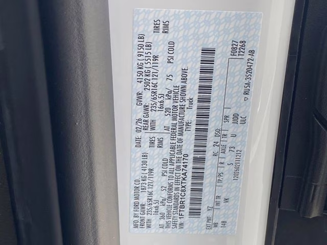 2026 Oxford White Ford Transit Cargo Van RWD Van