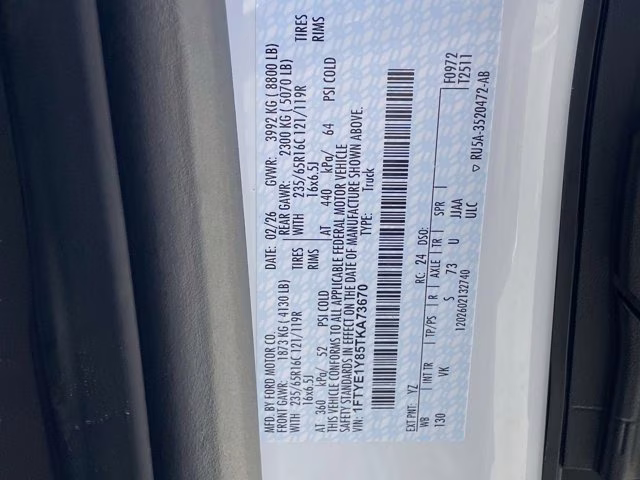 2026 Oxford White Ford Transit Cargo Van RWD Van