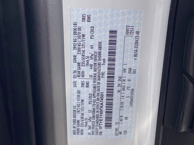 2026 Oxford White Ford Transit Cargo Van Base RWD Van