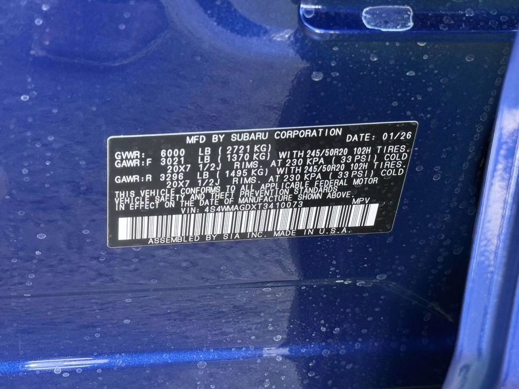 2026 Sapphire Blue Pearl Subaru Ascent Limited AWD SUV