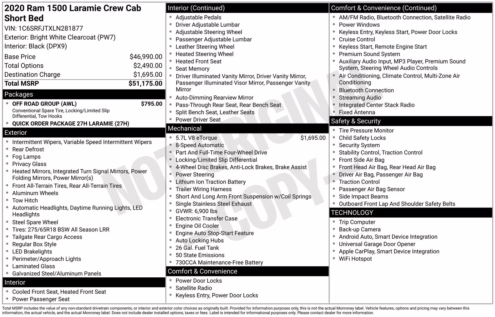 2020 Bright White Clearcoat Ram 1500 Laramie 4X4 Truck