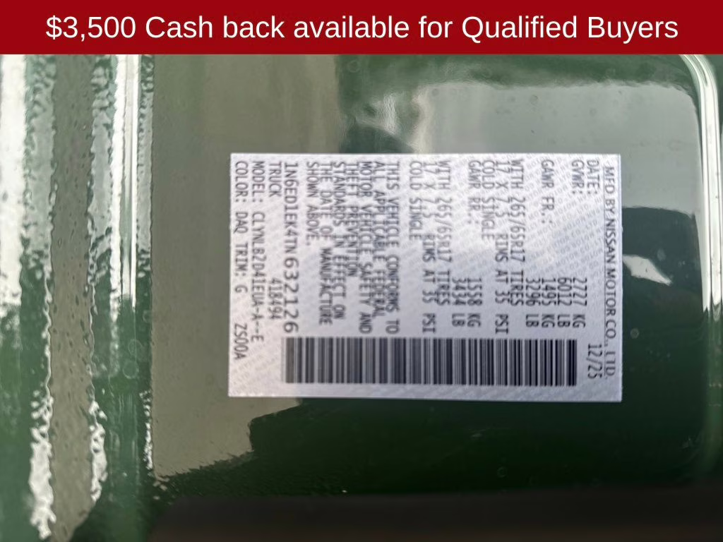 2026 Tactical Green Metallic Nissan Frontier SV 4X4 Truck