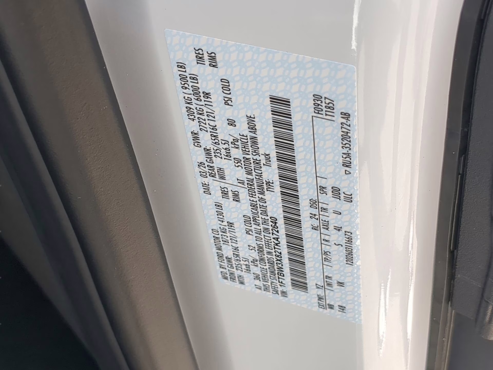 2026 Oxford White Ford Transit Cargo Van RWD Van