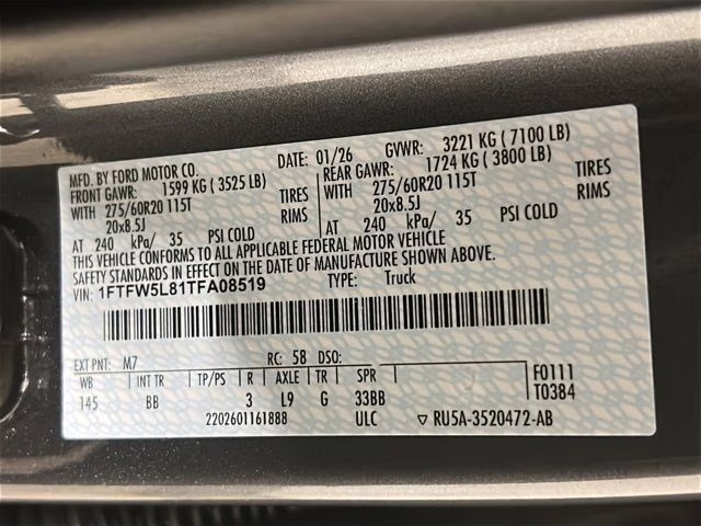 2026 Carbonized Gray Metallic Ford F-150 Lariat Black Appearance 4X4 Truck